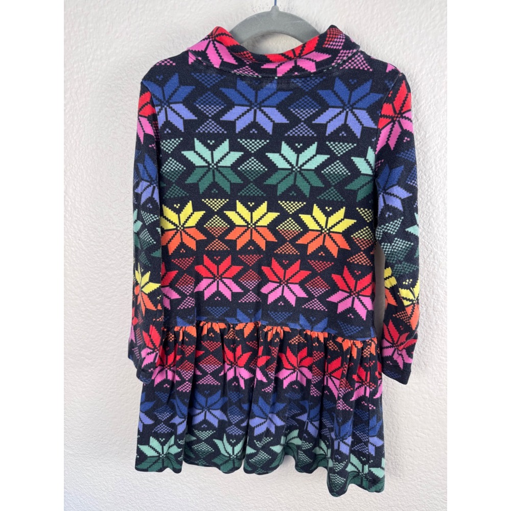 Hanna Andersson Dress Turtleneck Kids 4 Rainbow Scandi Snowflake Long Sleeve